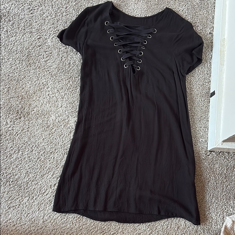Black Lace-Up Dress